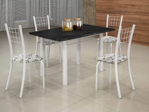 Conjunto Mesa Dany 100×60 Tmp Pedra 4Cds – Soma – 4.1 – SR