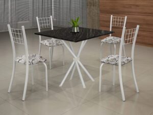 Conjunto Mesa Dany 70×70 Tmp Pedra 4Cds Mart Prata Soma -3.4 – SR