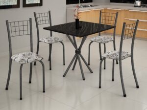 Conjunto Mesa Dany 70×70 Tmp Pedra 4Cds Mart Prata Soma -3.4 – SR