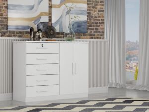 CÔMODA SPACE 5 GAVETAS 2 PORTAS SAPATEIRA – 1,36m – NOVO HORIZONTE – 5.4 – RN 5.1/TRA