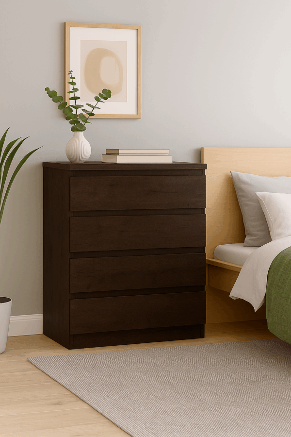 CÔMODA 4 GAVETAS VALORE MDF/MDP - 90cm - NOVO HORIZONTE - 3.4 - TRA/RN