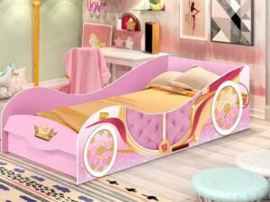 Cama Infantil Carruagem sem Bau Rosa J A Moveis -SR