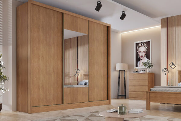 ROUPEIRO GR AREZZO PLUS C/ ESPELHO 3P CORRER 6G- 100%MDF - 2,08m - NOVO HORIZONTE - 1.5/RN 1.4/TRA