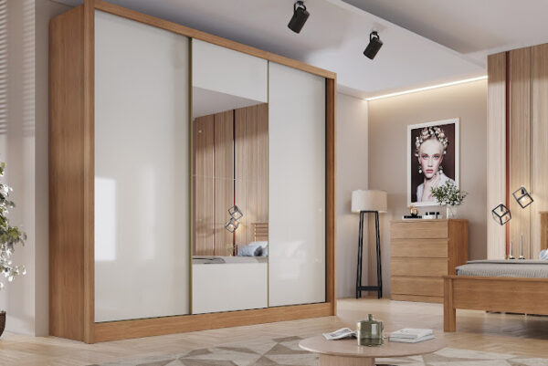 ROUPEIRO GR AREZZO PLUS C/ ESPELHO 3P CORRER 6G- 100%MDF - 2,08m - NOVO HORIZONTE - 1.5/RN 1.4/TRA - Imagem 2