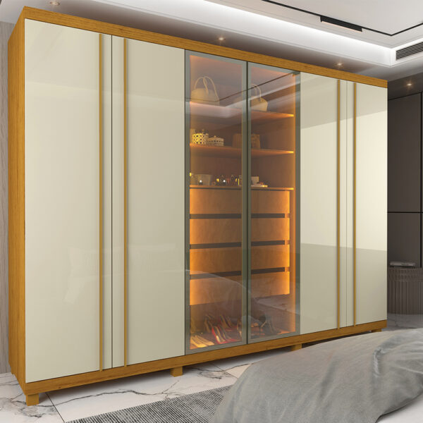 ROUPEIRO GUARDA ROUPA ABSOLUT NEW VIDROS REFLECTA LED 6P4G GELIUS 100%MDF - 2,73m - 3.0/SR/PR - Imagem 5