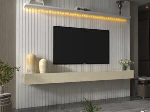 Home Painel Nobre Ripado com Bancada 3G + 1 Prat com LED – 230cm – Gelius – 1.45 – SR/PR