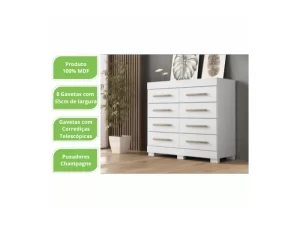 CÔMODA NALU 8 GAV – 100% MDF – 4.2 – TRA- 4.0- RF