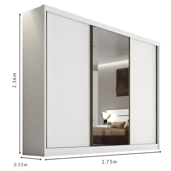 ROUPEIRO GR SOLLO PLUS 3P CORRER 6G C/ ESPELHO NOVO HORIZONTE 100%MDF - 2,73m - 1.7/TRA 1.9/PR/TD - Imagem 5