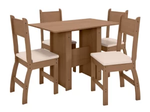 Mesa de Jantar Milano 108X68 Carvalho Tampo Carvalho 4 Cadeiras Poliman – 3.8 RF