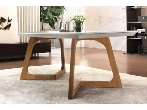 Mesa Dafne 180 Tampo 100% MDF – c/ Vidro – canto Reto –  Rufato – 8.3 – SR