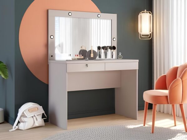 CAMARIM PENTEADEIRA CAPRICHO C/ ESPELHO LED 2 GAVETAS – 1,05m - JCM - 5.0 - LD