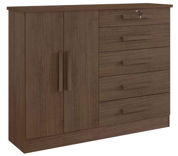 CÔMODA NEW ATHOS MDF 5 GAVETAS 2 PORTAS - 1,36m - D' DORO - 6.3 - SR/RF - Image 4