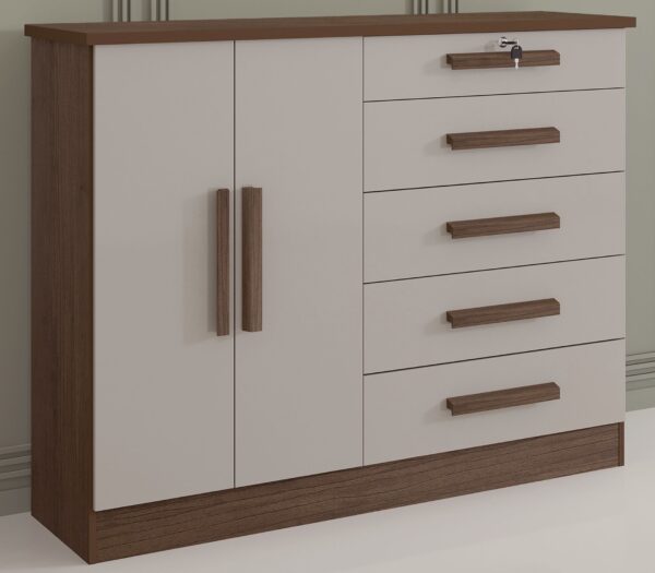 CÔMODA NEW ATHOS MDF 5 GAVETAS 2 PORTAS - 1,36m - D' DORO - 6.3 - SR/RF - Image 5