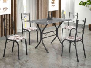 Conjunto de Mesa Paraty Ardosia C/ 4 Cadeiras Base Cabo Frio -120×75 – Teixeira – 4.5 – RF/SR