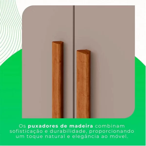 ROUPEIRO GR RECIFE 6P2G - 1.80m - PUXADORES DE MADEIRA  - SALLETO - 7.3/RF - Imagem 3