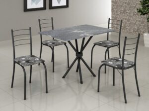 Mesa Tubular Rio Preto Fosco com 4C Tampo Granito Topázio – 1.00×0.60 – 3.5 – LD – 3.2 – SR