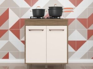 Balcão 70 para Cooktop 4B Barcelona Carvalho/Off White – POLIMAN – 2.0 – TD