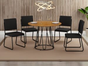 Conjunto de Mesa Napoli Tampo Circular 1,00m C/ 4 Cadeiras – 8.5 – LD