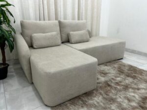 Estofado Sofá Orgânico Jade Com Cheise – 2.40m – Boucle – 1.23 – LD