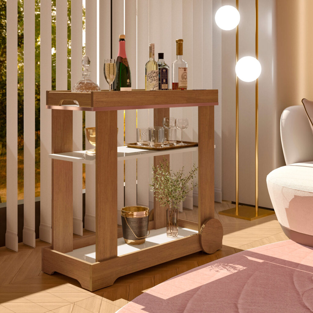 Carrinho Bar Rose - artely - 0.80m - 2.0/SR/TD - Imagem 2