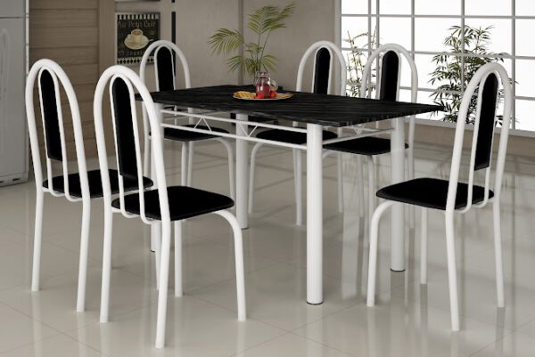 MESA SOMA TUBULAR 1.40m C/6 CADEIRAS GRANITO OU ARDOSIA - 7.2 - TRA - Image 2