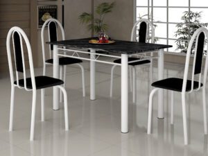 MESA SOMA TUBULAR 1.20mC/4 CADEIRAS – TAMPO GRANITO OU ARDOSIA 5.7/TRA