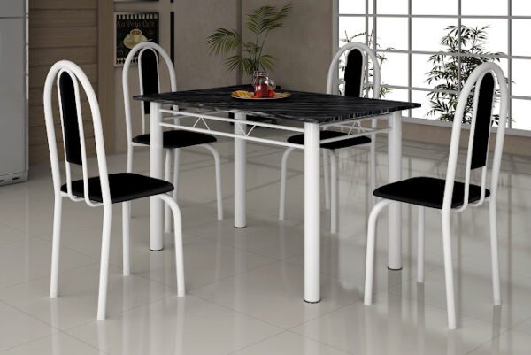 MESA SOMA TUBULAR 1.20mC/4 CADEIRAS - TAMPO GRANITO OU ARDOSIA 5.7/TRA - Image 2