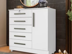 CÔMODA VITÓRIA C/ CHAVE 5 GAVETAS E SAPATEIRA 1 PORTA – 99 CM – RUD RACK – 2.9/RF  2.9/LD