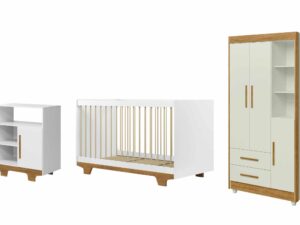 DORMITORIO FLOCOS ROUPEIRO + BERÇO C/ COLCHÃO + COMODA  – TIGUS – 1.05 – RN