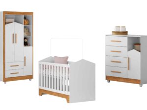 DORMITORIO DUDA ROUPEIRO + BERÇO C/ COLCHÃO + COMODA – TIGUS – 1.2 – RN