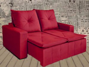 Estofado 1,60m Sofa Retratil Recl Paris 2×80  Suede Vermelho  Vicam 8.5 – SR