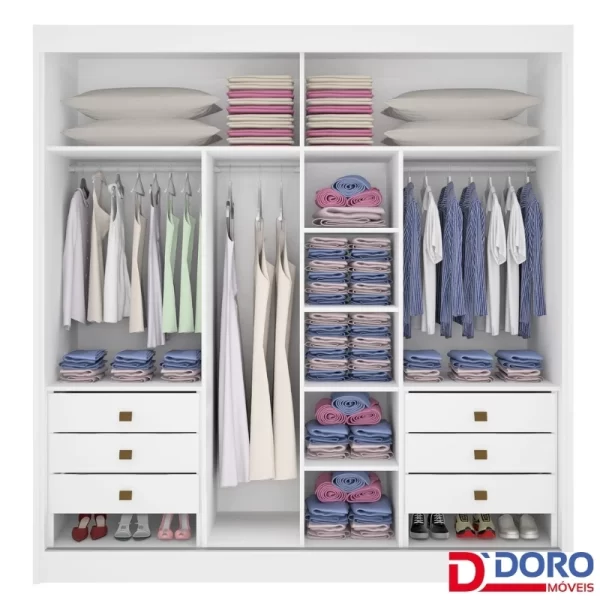 Roupeiro 2P6G Cancun Ripado D'Doro 100%MDF - 2.20m - 1.6/RF - Imagem 6