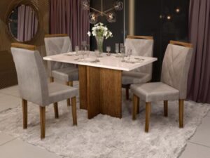 Mesa de Jantar Los Angeles 1.20×0.80m + 4 Cadeiras Califórnia – 8.5 – LD