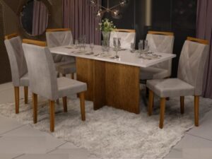 Mesa de Jantar Los Angeles 1.60×0.80m + 6 Cadeiras Califórnia – 1.25 – LD