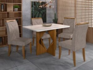 Mesa de Jantar Madri 1.20×0.80m + 4 Cadeiras Califórnia – 9.9 – LD