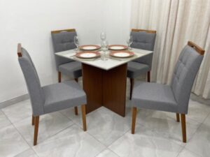 Mesa de Jantar Helo 0.90×0.90m + 4 Cadeiras Nicole – 8.2 – LD