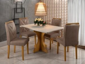 Mesa de Jantar Londres 0.90×0.90m + 4 Cadeiras Califórnia – 9.4 – LD