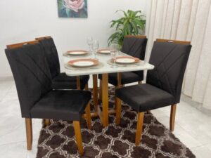 Mesa de Jantar Itália 1.20×0.80m + 4 Cadeiras Califórnia – 1.04 – LD