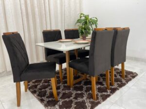 Mesa de Jantar Itália 1.60×0.80m + 6 Cadeiras Califórnia – 1.4 – LD