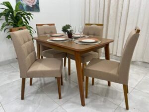 Mesa de Jantar Elegance 1.20×0.80m + 4 Cadeiras Nicole – 9.1 – LD