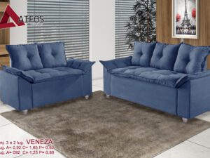 Estofado Conjunto Sofá 2 e 3 Lugares Veneza – 125x170cm – 6.0 – PR – 5.8 CW