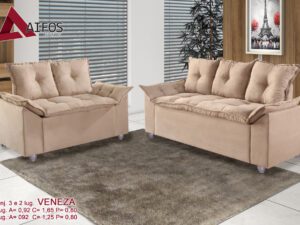 Estofado Conjunto Sofá 2 e 3 Lugares Veneza – 125x170cm – 6.0 – PR – 5.8 CW