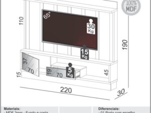 Home até 65″ Vênus TB179E 2,20m – Dalla Costa- 1.30- TD