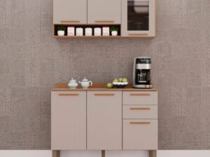 Armário Aéreo Vidro Fume + Balcão New Valencia – Salletto – 1,20m – 5.1/LD 5.0/TD