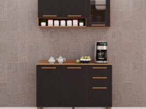 Armário Aéreo Vidro Fume + Balcão New Valencia – Salletto – 1,20m – 5.1/LD 5.0/TD