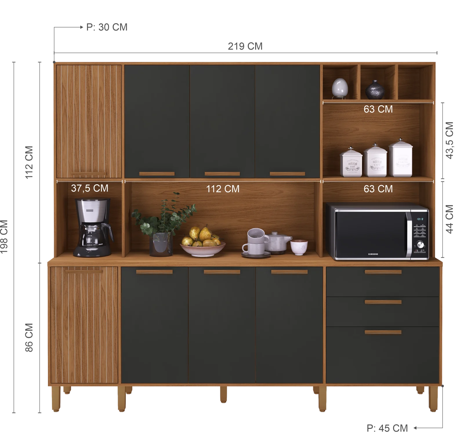 Kit Cozinha Porto 9P2G - 219cm - 8.7/PR - 8.5/RN - Imagem 3