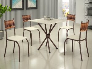 Conjunto Mesa Atlanta 70×70 Tmp Ardosia c/ 4 Cadeiras Atlanta – 3.6 – SR