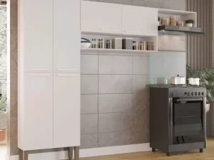 Cozinha Madri 2 Peças Paneleiro + Aéreo Branco – 2.29m – Sallêto – 3.1 – RF/LD