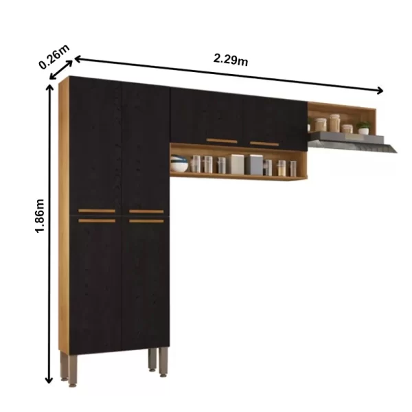 Armário Cozinha Madri 2 Peças Paneleiro + Aéreo  - 2.29m - Sallêto - 3.6 RF/LD/TD - Imagem 5