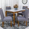Mesa de Jantar Alegra Tampo Vidro Off 120×80 C/4 Cadeiras Diamante - 1.18 - RF